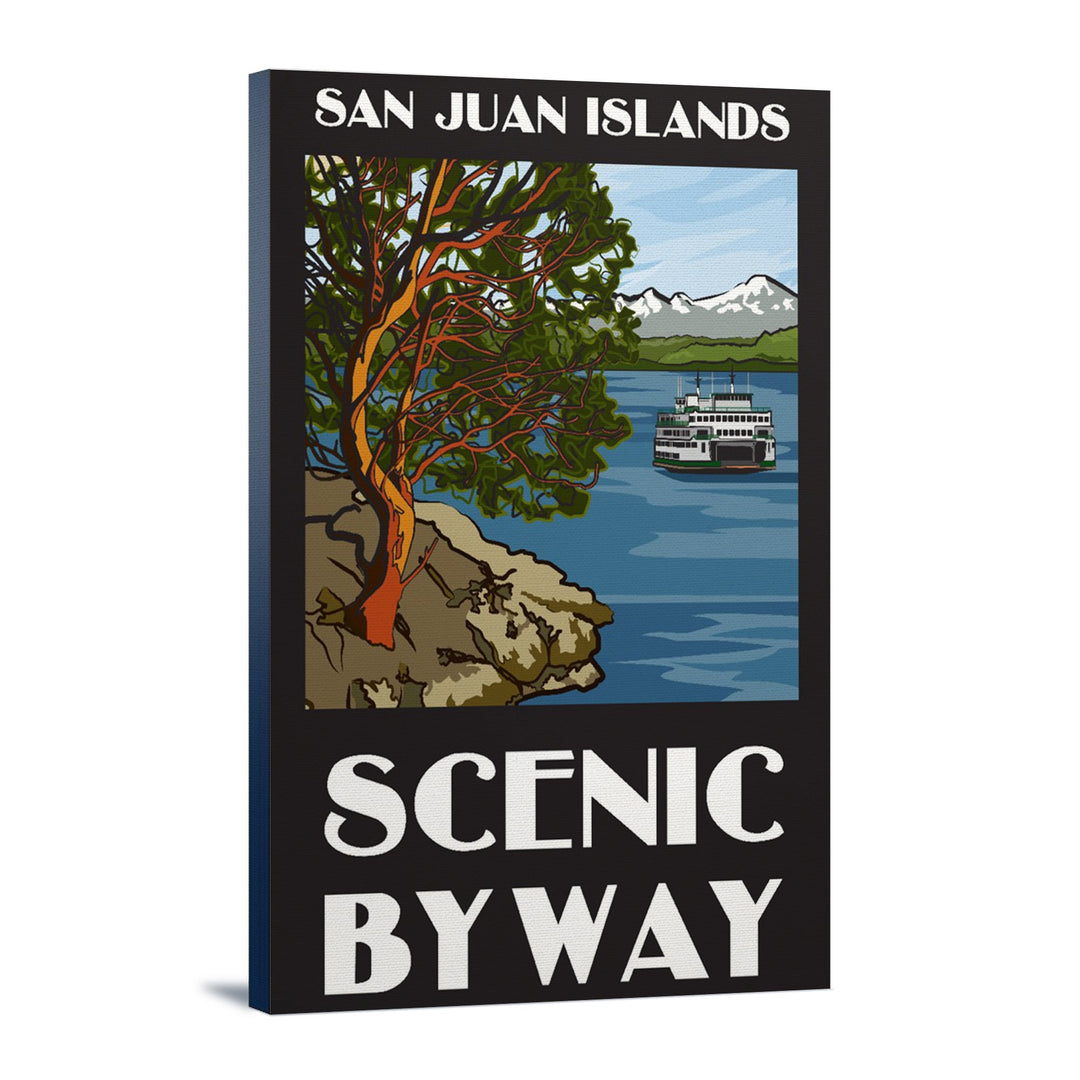 San Juan Islands Scenic Byway, Washington, Official Logo, Stretched Canvas Canvas Lantern Press 12x18 Stretched Canvas 