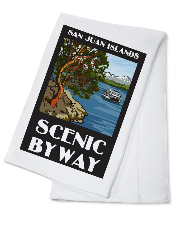 San Juan Islands Scenic Byway, Washington, Official Logo, Towels and Aprons Kitchen Lantern Press Cotton Towel 