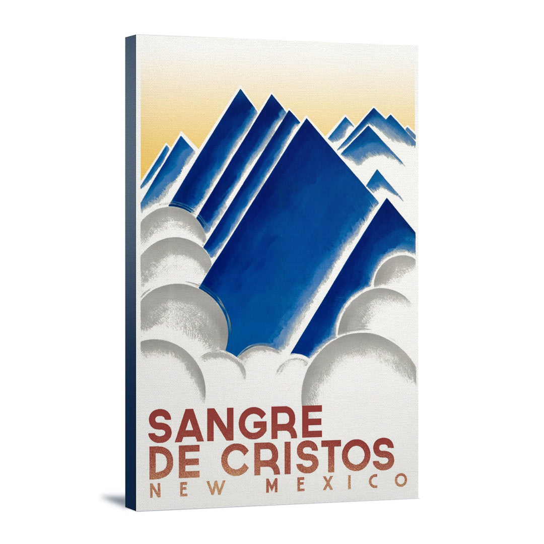 Sangre de Cristos, New Mexico, Geometric Mountain Peaks, Lantern Press Artwork, Stretched Canvas Canvas Lantern Press 12x18 Stretched Canvas 