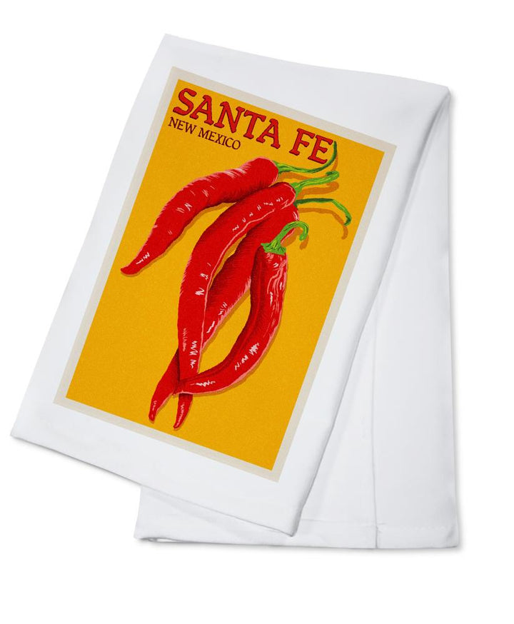 Santa Fe, New Mexico, Red Chiles, Letterpress, Lantern Press Artwork, Towels and Aprons Kitchen Lantern Press Cotton Towel 