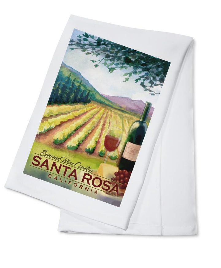 Santa Rosa, California, Sonoma County Wine Country, Lantern Press Artwork, Towels and Aprons Kitchen Lantern Press Cotton Towel 