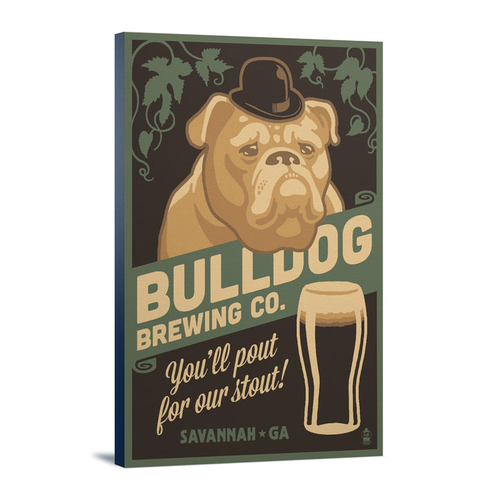Savannah, Georgia, Bulldog, Retro Stout Beer Ad, Lantern Press Artwork Canvas Lantern Press 