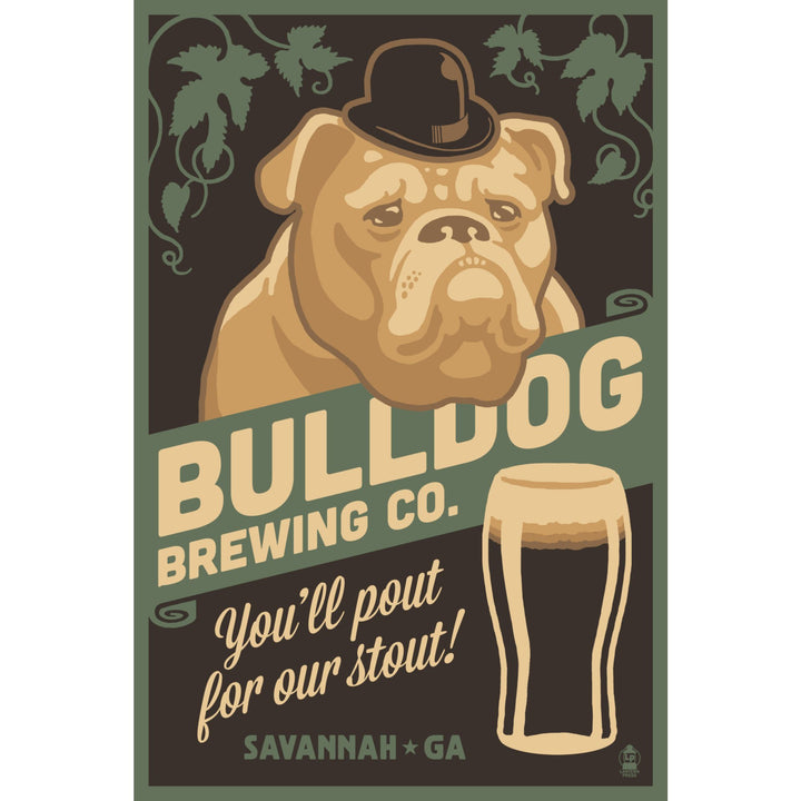 Savannah, Georgia, Bulldog, Retro Stout Beer Ad, Lantern Press Artwork Canvas Lantern Press 