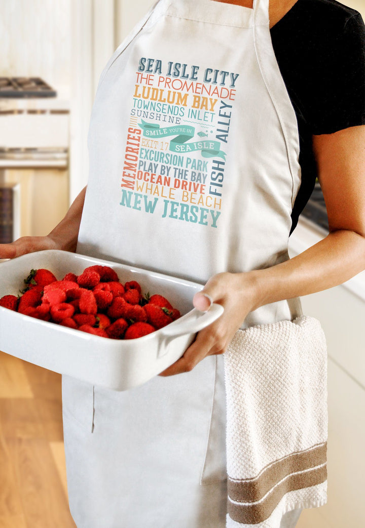 Sea Isle City, New Jersey, Townsend Inlet, Smile You're in Sea Isle, Typography, Lantern Press Artwork, Towels and Aprons Kitchen Lantern Press 