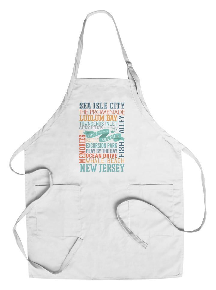 Sea Isle City, New Jersey, Townsend Inlet, Smile You're in Sea Isle, Typography, Lantern Press Artwork, Towels and Aprons Kitchen Lantern Press Chef's Apron 