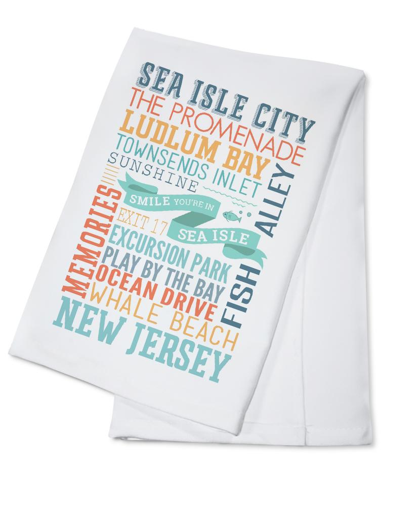 Sea Isle City, New Jersey, Townsend Inlet, Smile You're in Sea Isle, Typography, Lantern Press Artwork, Towels and Aprons Kitchen Lantern Press Cotton Towel 