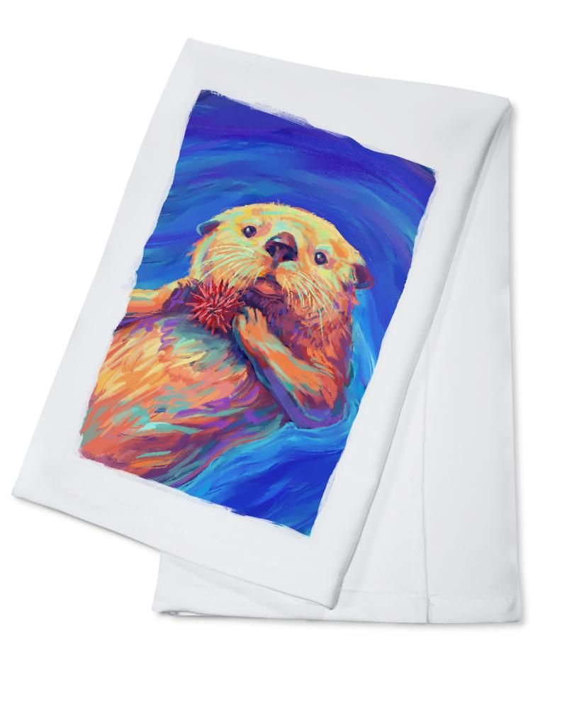 Sea Otter, Vivid, Lantern Press Artwork, Towels and Aprons Kitchen Lantern Press Cotton Towel 