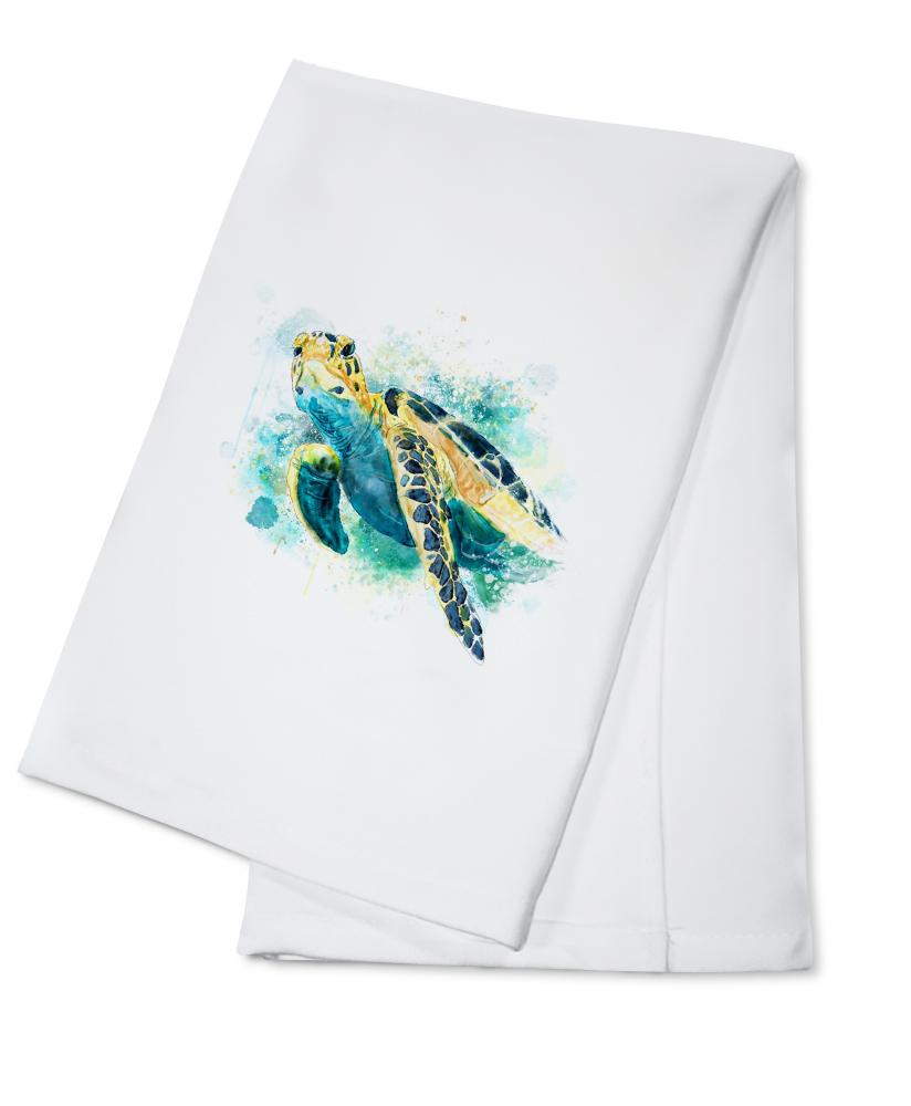 Sea Turtle, Watercolor, Lantern Press Artwork, Towels and Aprons Kitchen Lantern Press Cotton Towel 