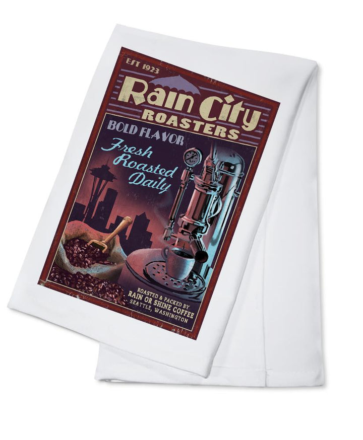 Seattle, Washington, Coffee Roasters Vintage Sign, Lantern Press Artwork, Towels and Aprons Kitchen Lantern Press Cotton Towel 