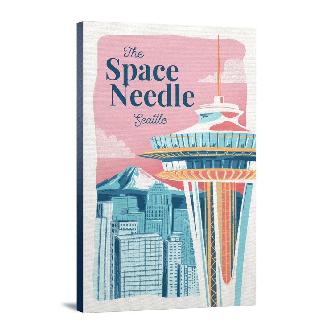 Seattle, Washington, Space Needle, Epic City Scene, Stretched Canvas Canvas Lantern Press 12x18 Stretched Canvas 