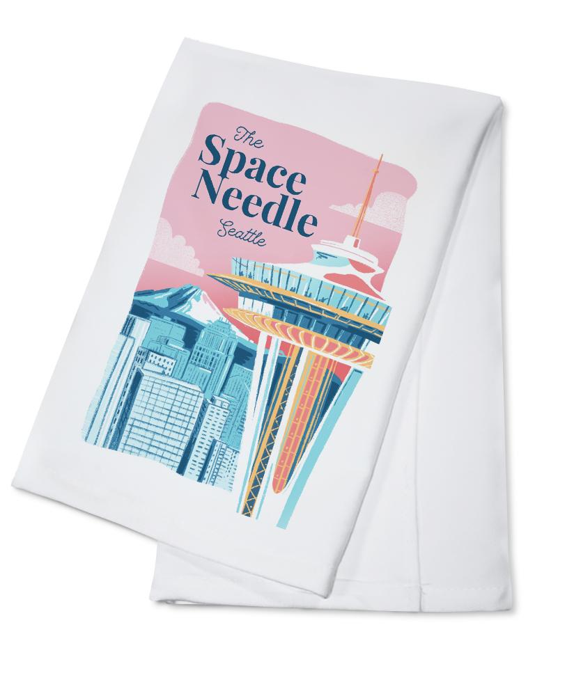 Seattle, Washington, Space Needle, Epic City Scene, Towels and Aprons Kitchen Lantern Press 