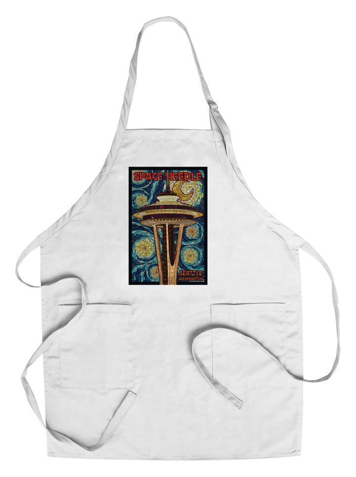Seattle, Washington, Space Needle Mosaic, Lantern Press Artwork, Towels and Aprons Kitchen Lantern Press Chef's Apron 