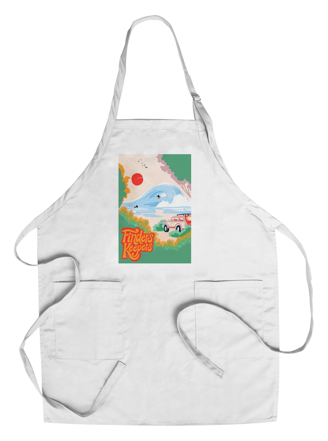 Secret Surf Spot Collection, Surf Scene At The Beach, Finders Keepers, Towels and Aprons Kitchen Lantern Press Chef's Apron 