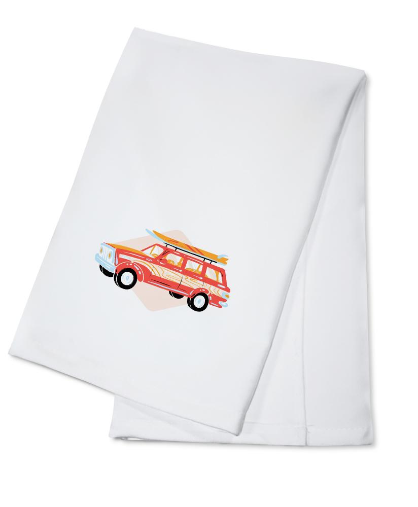 Secret Surf Spot Collection, Woody Wagon with Surfboards, Contour, Towels and Aprons Kitchen Lantern Press 