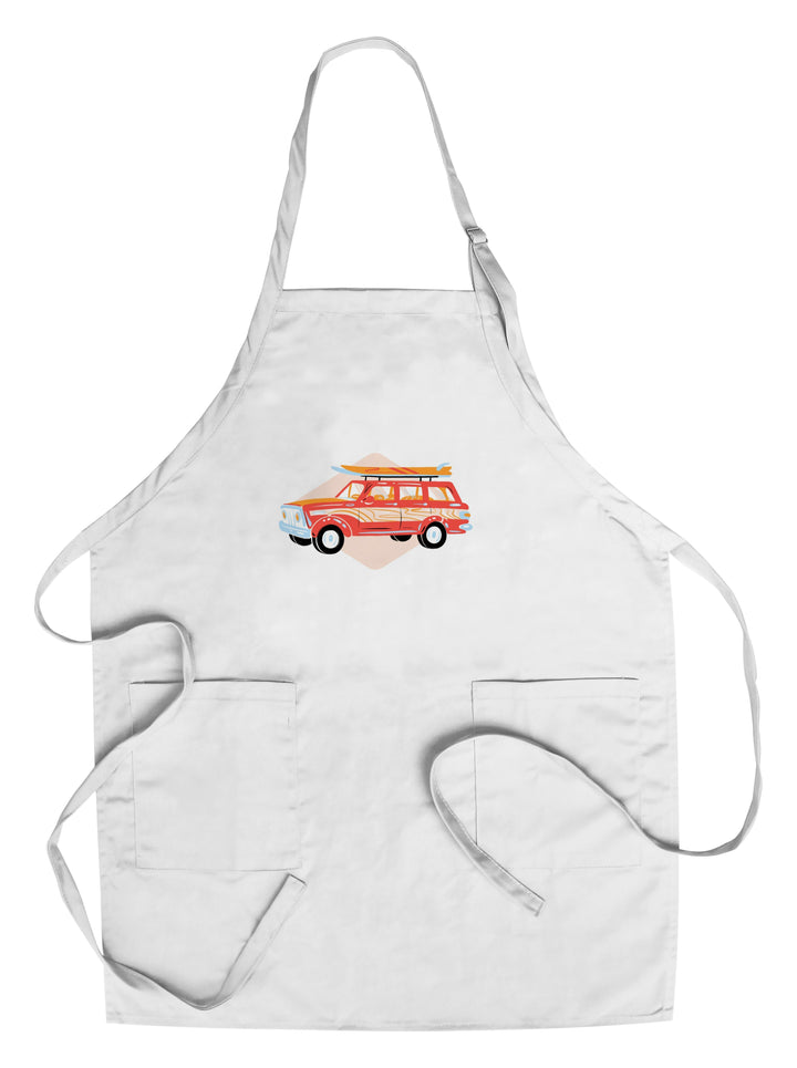 Secret Surf Spot Collection, Woody Wagon with Surfboards, Contour, Towels and Aprons Kitchen Lantern Press Chef's Apron 