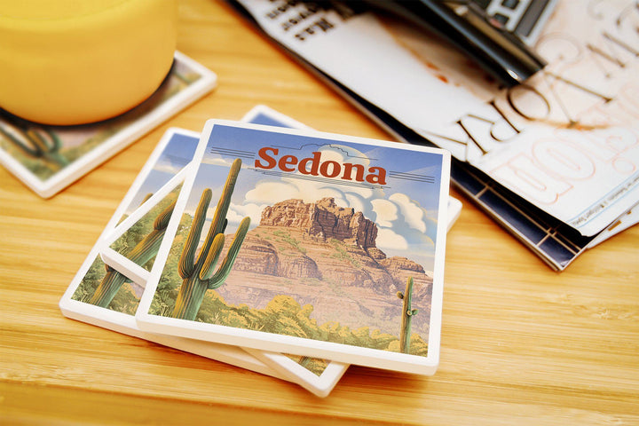 Sedona, Arizona, Bell Rock Lithograph, Lantern Press Artwork, Coaster Set Coasters Lantern Press 
