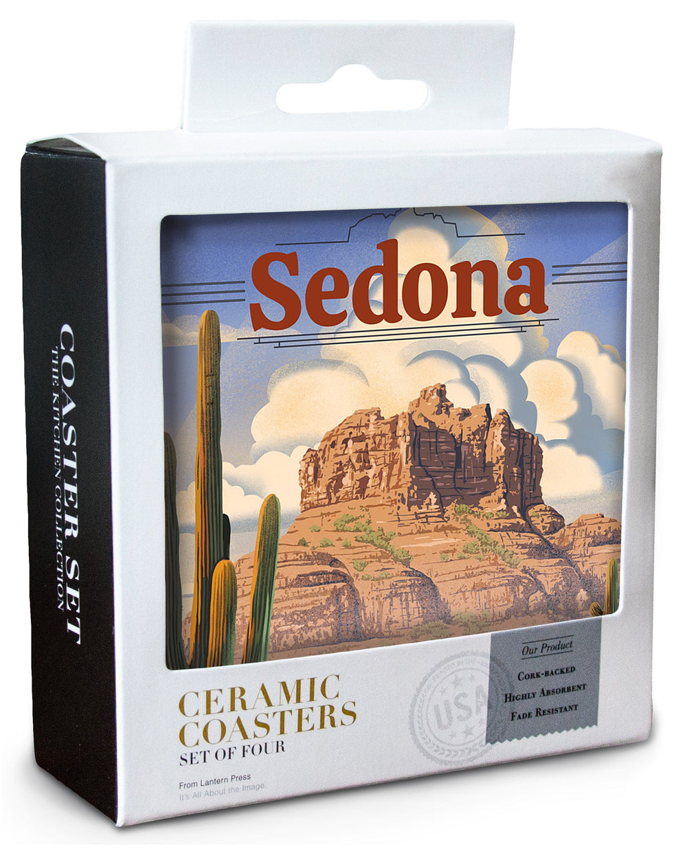 Sedona, Arizona, Bell Rock Lithograph, Lantern Press Artwork, Coaster Set Coasters Lantern Press 