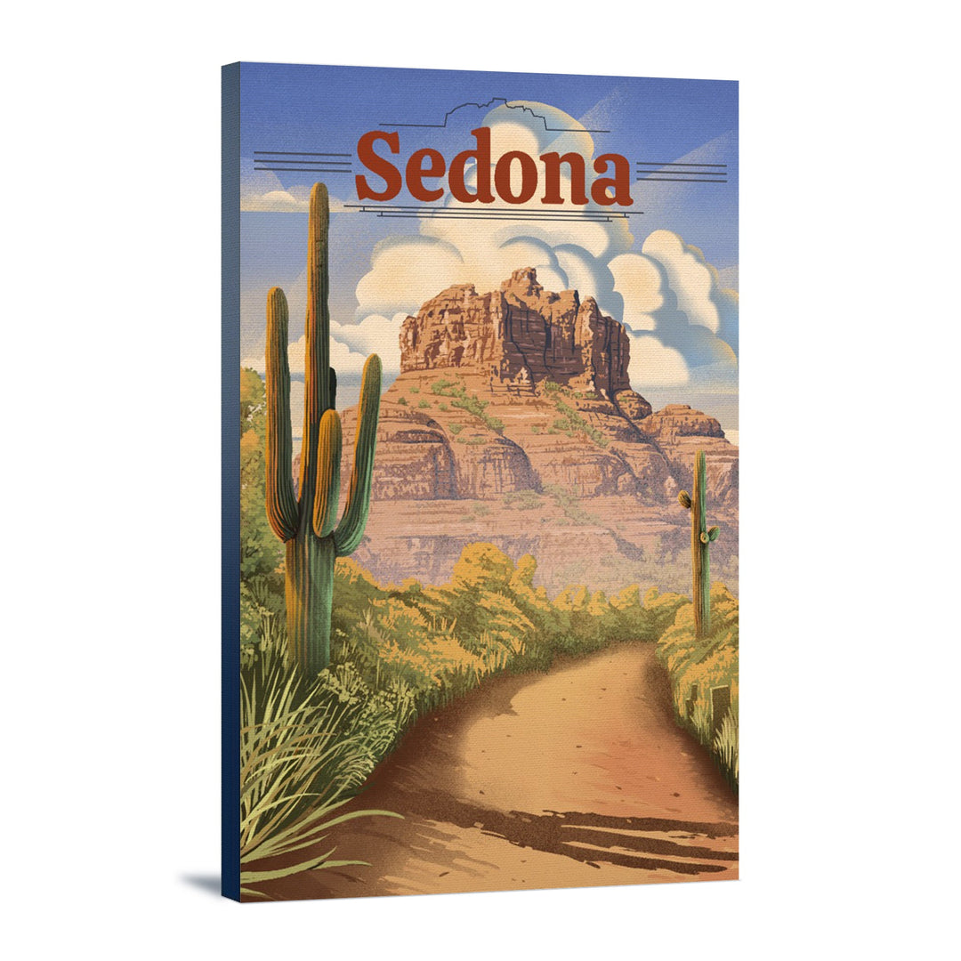 Sedona, Arizona, Bell Rock Lithograph, Lantern Press Artwork, Stretched Canvas Canvas Lantern Press 12x18 Stretched Canvas 