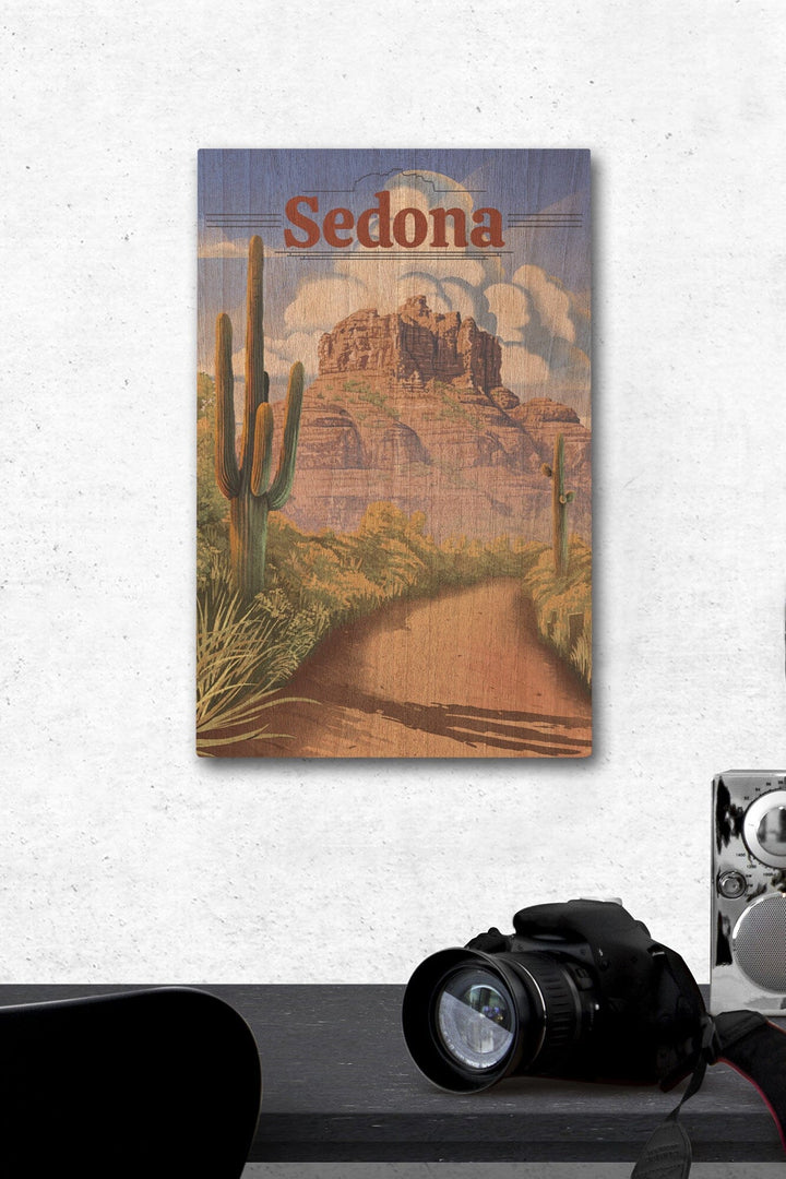 Sedona, Arizona, Bell Rock Lithograph, Lantern Press Artwork, Wood Signs and Postcards Wood Lantern Press 12 x 18 Wood Gallery Print 