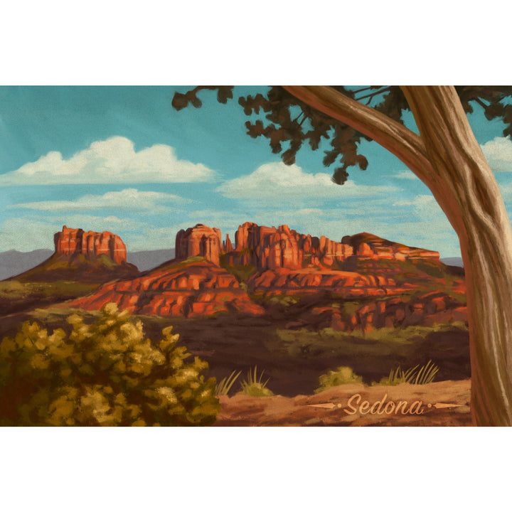 Sedona, Arizona, Canyon with Clouds Oil Painting, Lantern Press Artwork, Stretched Canvas Canvas Lantern Press 