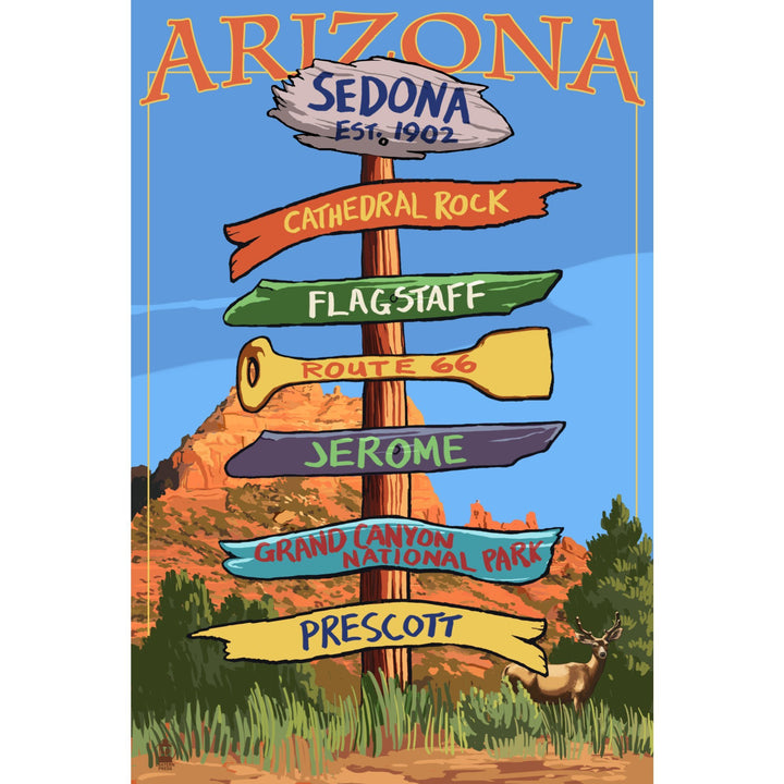 Sedona, Arizona, Destination Signpost, Lantern Press Poster, Stretched Canvas Canvas Lantern Press 