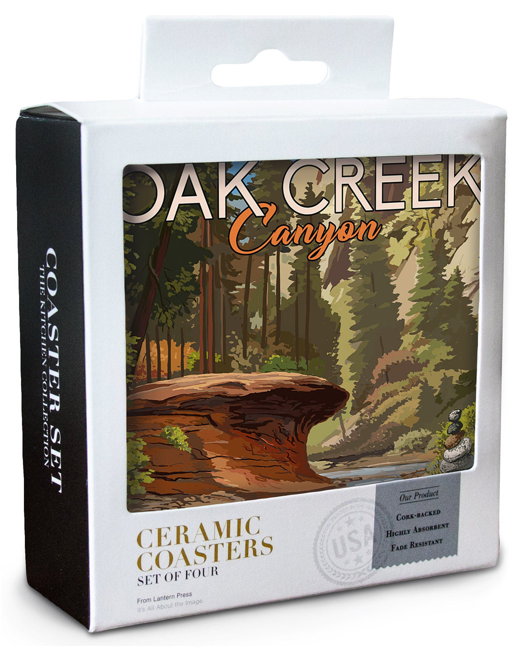 Sedona, Arizona, Oak Creek Canyon, River Rocks, Lantern Press Artwork, Coaster Set Coasters Lantern Press 