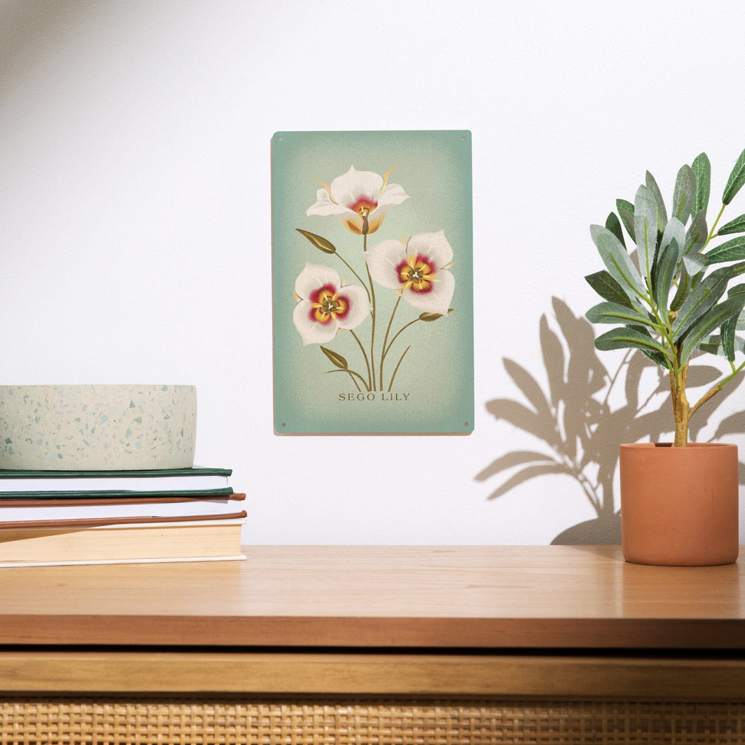 Sego Lily, Vintage Flora, Lantern Press Artwork, Wood Signs and Postcards Wood Lantern Press 