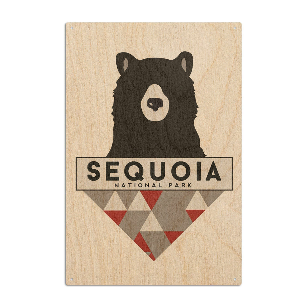 Sequoia National Park, Bear & Triangles, Contour, Lantern Press Artwork, Wood Signs and Postcards Wood Lantern Press 10 x 15 Wood Sign 