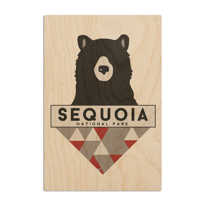 Sequoia National Park, Bear & Triangles, Contour, Lantern Press Artwork, Wood Signs and Postcards Wood Lantern Press 6x9 Wood Sign 
