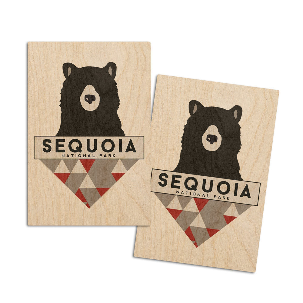 Sequoia National Park, Bear & Triangles, Contour, Lantern Press Artwork, Wood Signs and Postcards Wood Lantern Press 