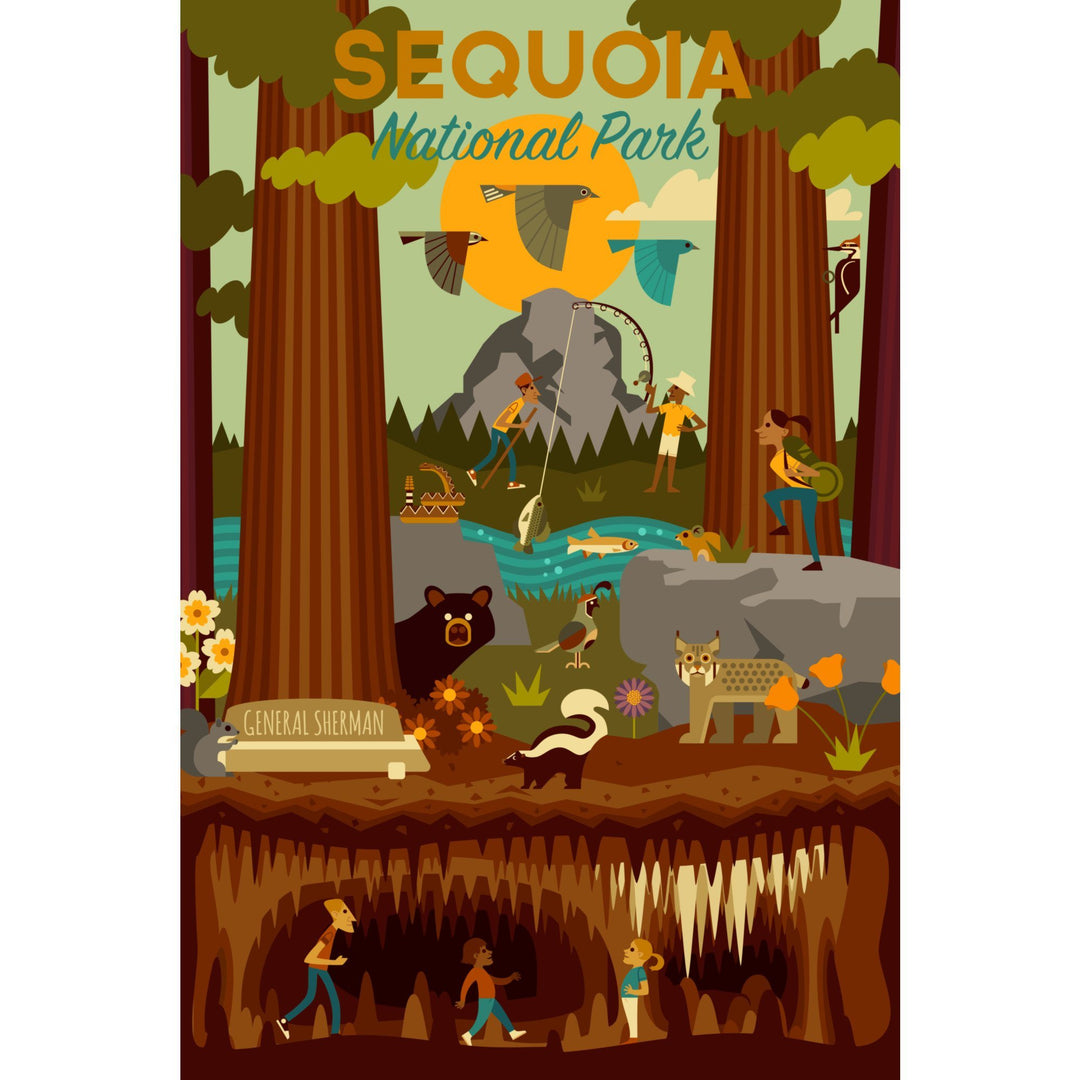 Sequoia National Park, California, Geometric National Park Series, Lantern Press Artwork, Towels and Aprons Kitchen Lantern Press 