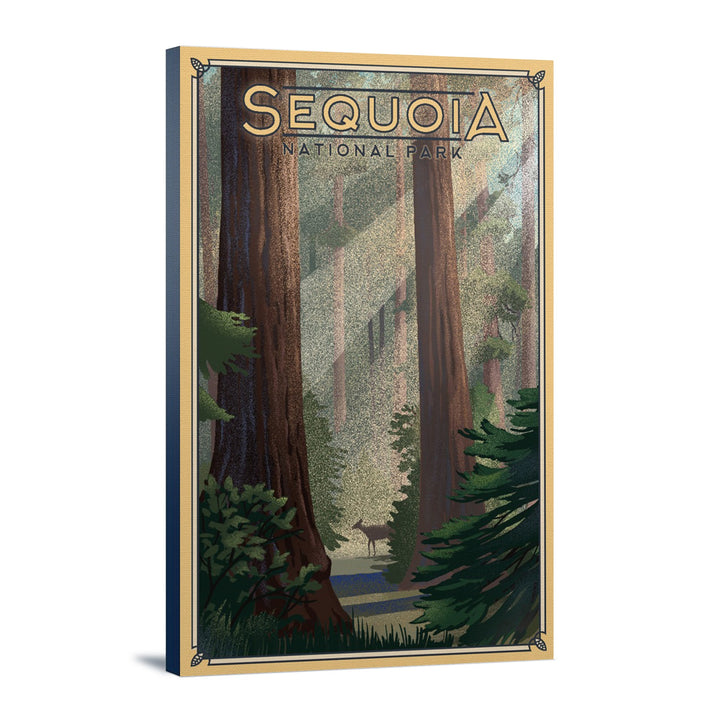 Sequoia National Park, California, Lithograph, Lantern Press Artwork, Stretched Canvas Canvas Lantern Press 12x18 Stretched Canvas 