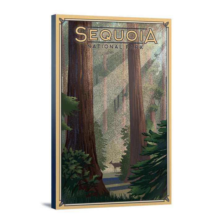 Sequoia National Park, California, Lithograph, Lantern Press Artwork, Stretched Canvas Canvas Lantern Press 