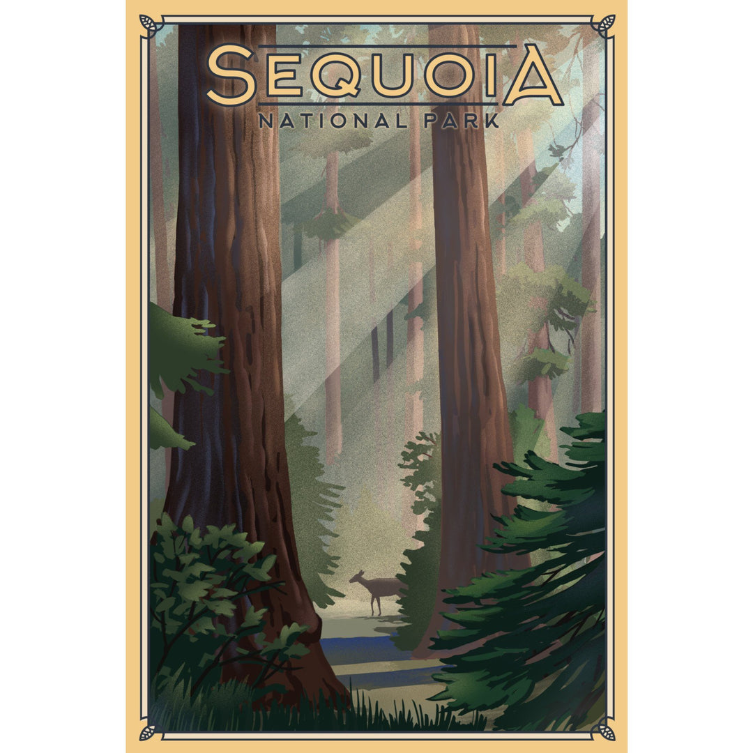 Sequoia National Park, California, Lithograph, Lantern Press Artwork, Towels and Aprons Kitchen Lantern Press 