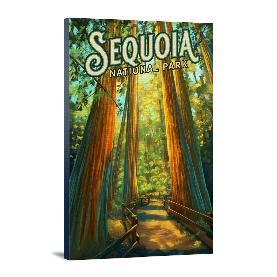 Sequoia National Park, California, Oil Painting, Lantern Press Artwork, Stretched Canvas Canvas Lantern Press 12x18 Stretched Canvas 