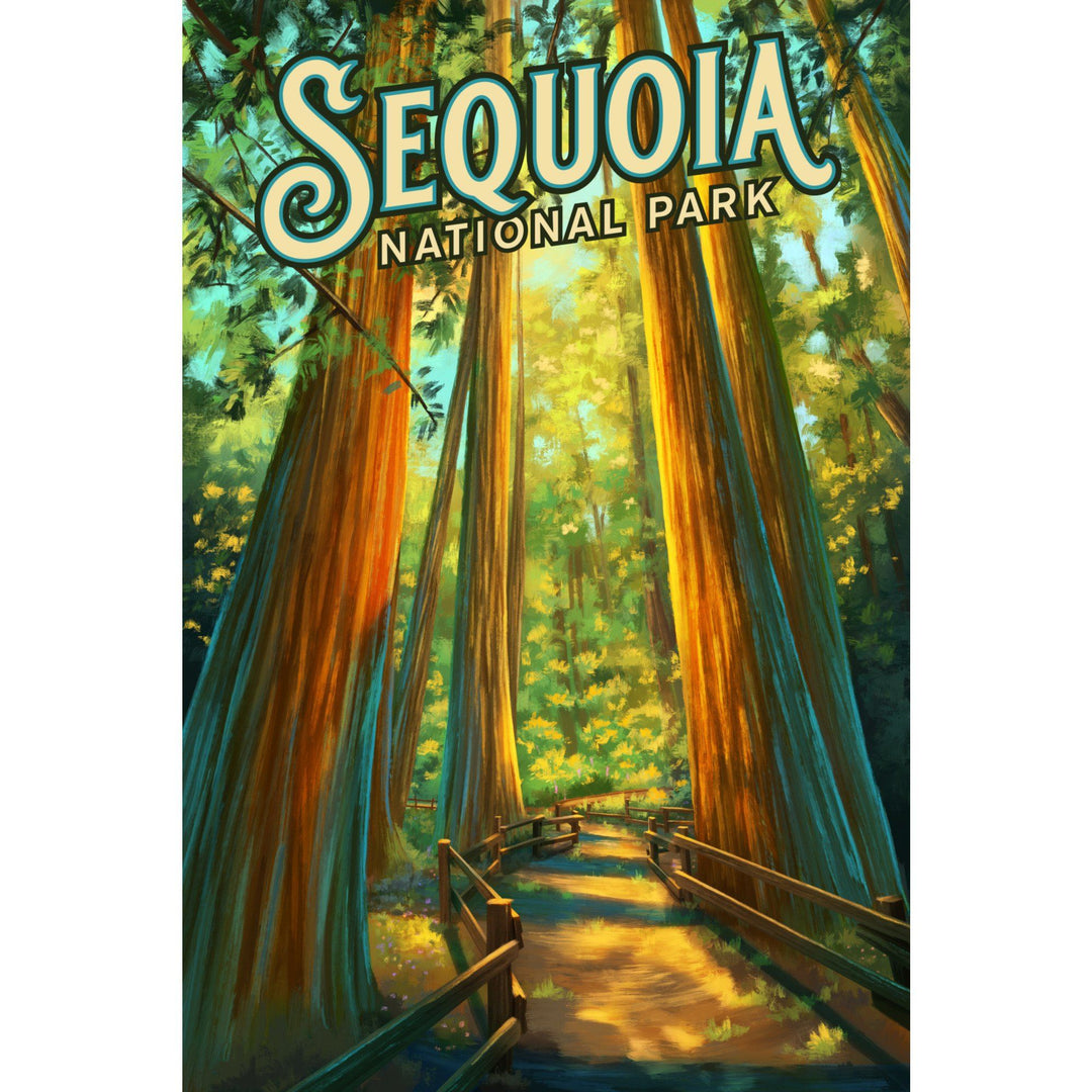 Sequoia National Park, California, Oil Painting, Lantern Press Artwork, Towels and Aprons Kitchen Lantern Press 