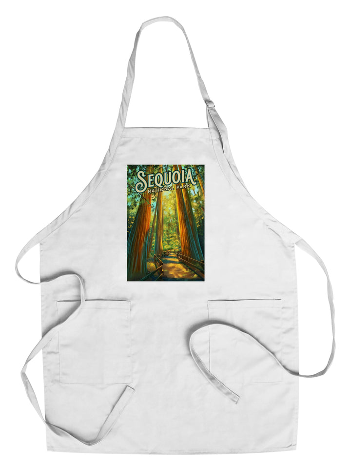 Sequoia National Park, California, Oil Painting, Lantern Press Artwork, Towels and Aprons Kitchen Lantern Press Chef's Apron 