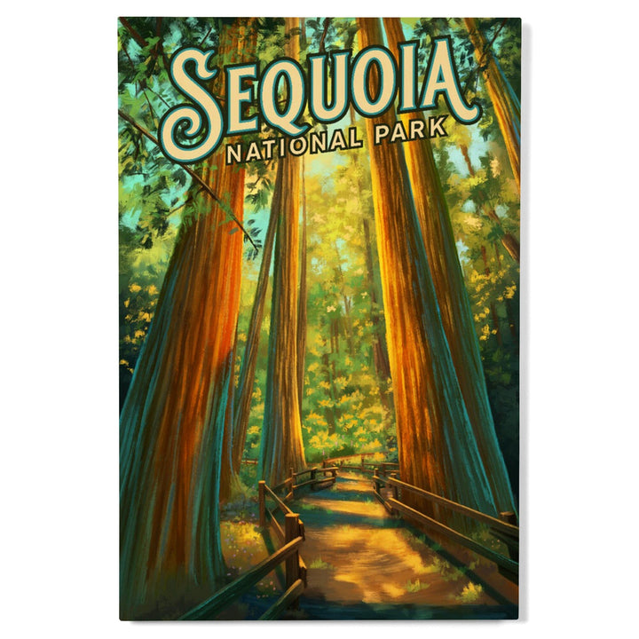Sequoia National Park, California, Oil Painting, Lantern Press Artwork, Wood Signs and Postcards Wood Lantern Press 