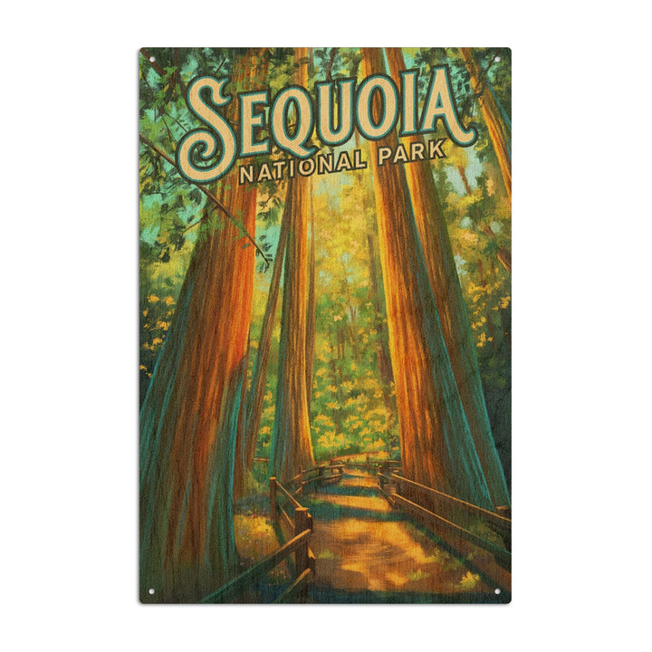 Sequoia National Park, California, Oil Painting, Lantern Press Artwork, Wood Signs and Postcards Wood Lantern Press 6x9 Wood Sign 