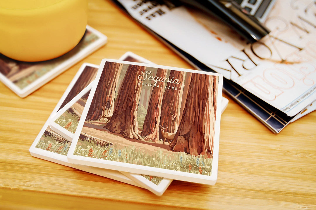 Sequoia National Park, California, Painterly National Park Series Coasters Lantern Press 