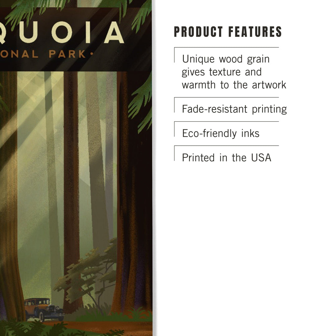 Sequoia National Park, California, Redwood Forest, Geometric Lithograph, Lantern Press Artwork, Wood Signs and Postcards Wood Lantern Press 
