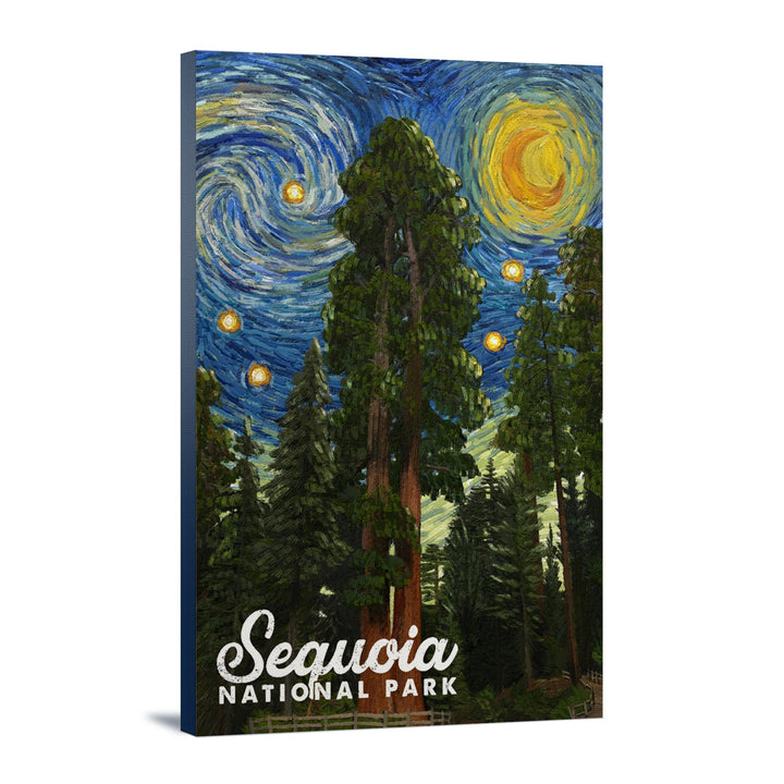 Sequoia National Park, California, Starry Night National Park Series, Lantern Press Artwork, Stretched Canvas Canvas Lantern Press 12x18 Stretched Canvas 