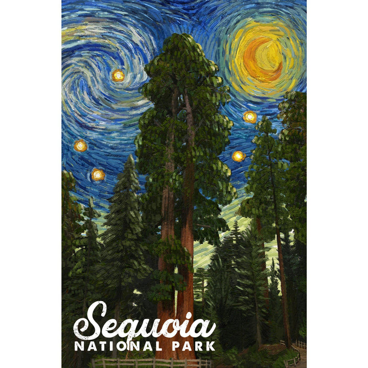 Sequoia National Park, California, Starry Night National Park Series, Lantern Press Artwork, Stretched Canvas Canvas Lantern Press 
