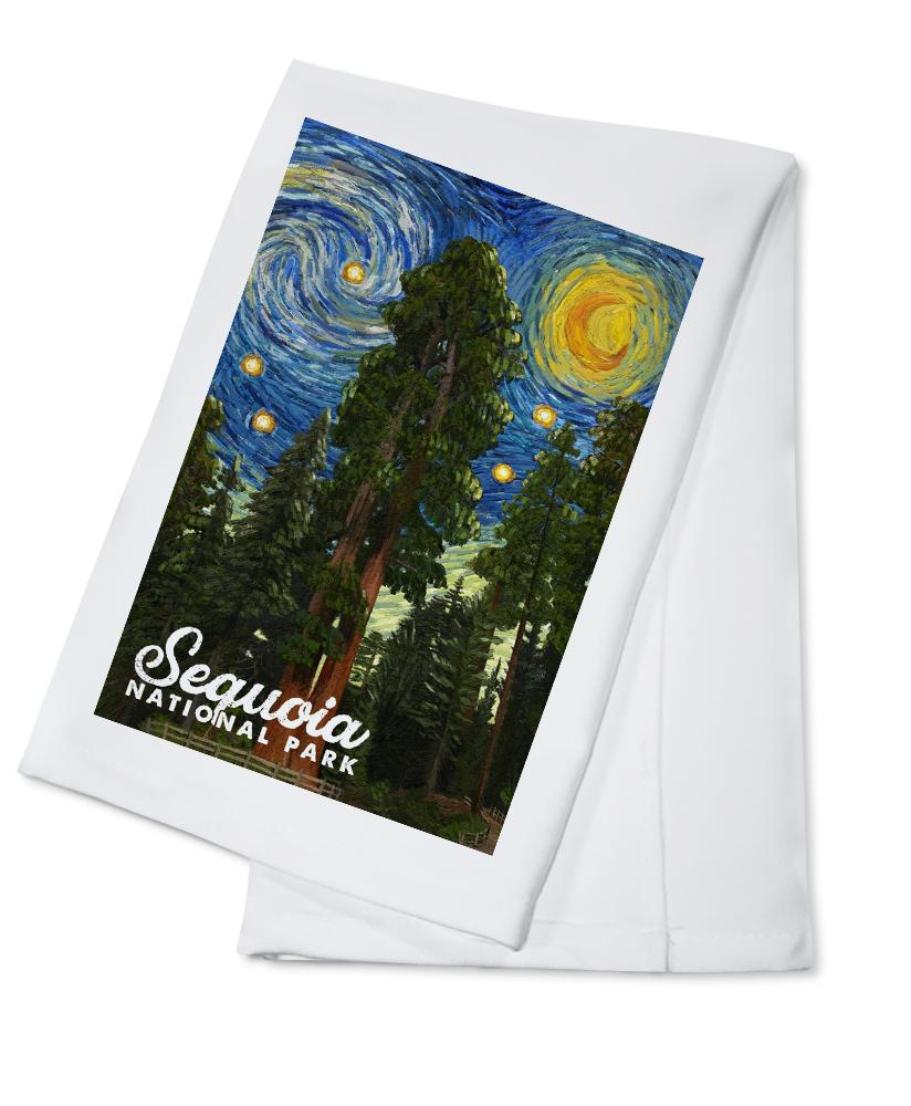 Sequoia National Park, California, Starry Night National Park Series, Lantern Press Artwork, Towels and Aprons Kitchen Lantern Press 