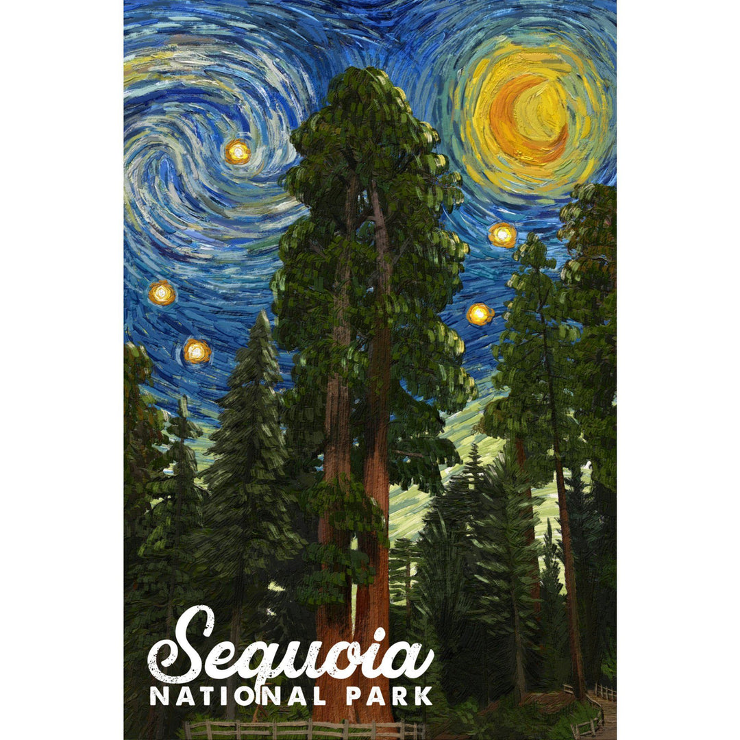 Sequoia National Park, California, Starry Night National Park Series, Lantern Press Artwork, Towels and Aprons Kitchen Lantern Press 