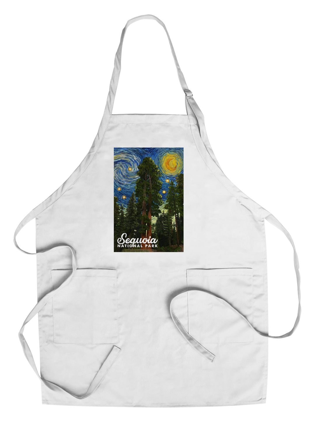 Sequoia National Park, California, Starry Night National Park Series, Lantern Press Artwork, Towels and Aprons Kitchen Lantern Press Chef's Apron 