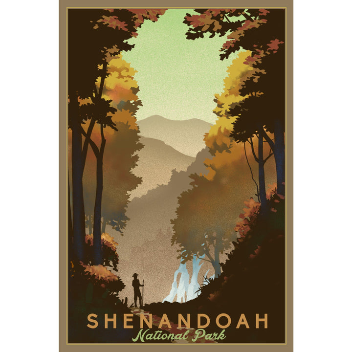 Shenandoah National Park, Falls, Lithograph, Lantern Press Artwork, Stretched Canvas Canvas Lantern Press 