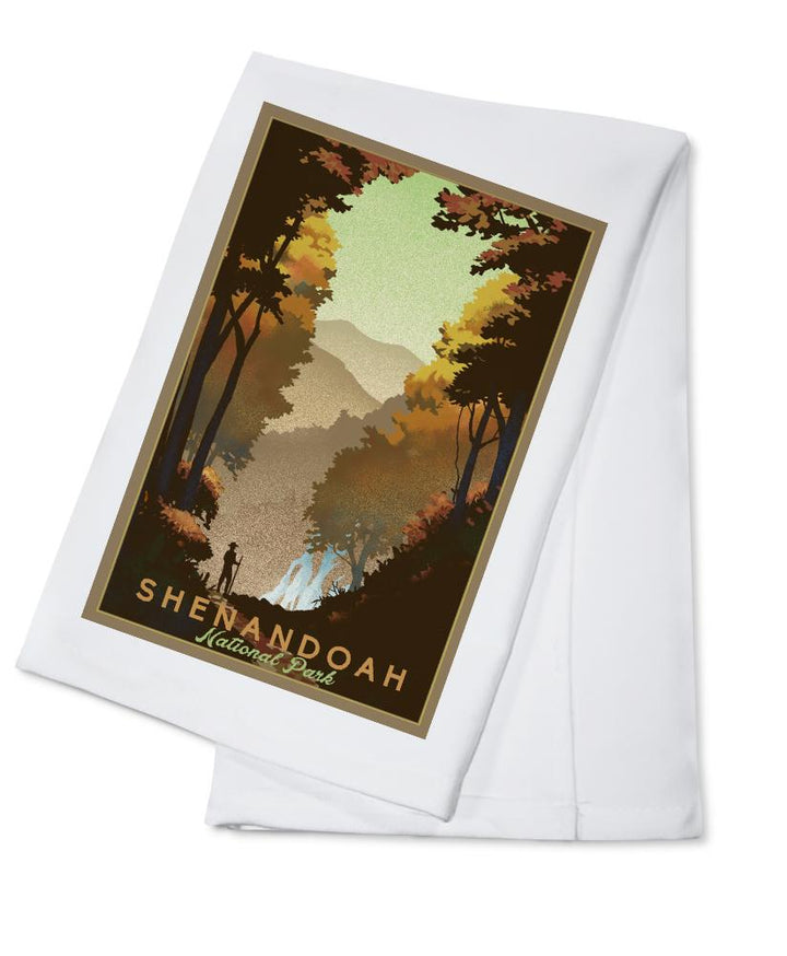 Shenandoah National Park, Falls, Lithograph, Lantern Press Artwork, Towels and Aprons Kitchen Lantern Press Cotton Towel 