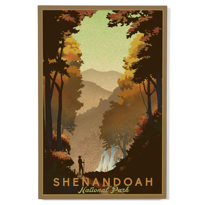 Shenandoah National Park, Falls, Lithograph, Lantern Press Artwork, Wood Signs and Postcards Wood Lantern Press 