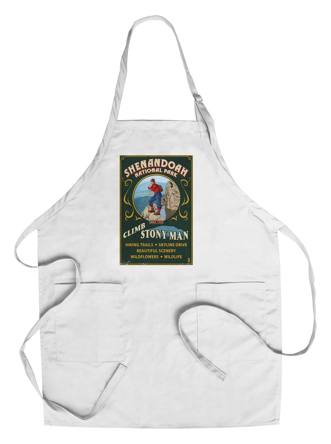 Shenandoah National Park, Virginia, Climb Stony Man Vintage Sign, Lantern Press Artwork, Towels and Aprons Kitchen Lantern Press Chef's Apron 